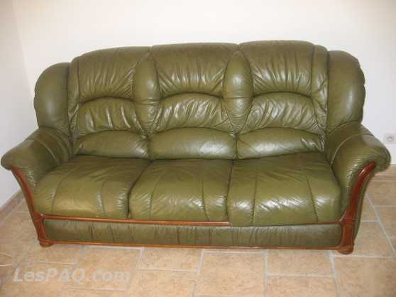 Canapé-lit en cuir et fauteuil
